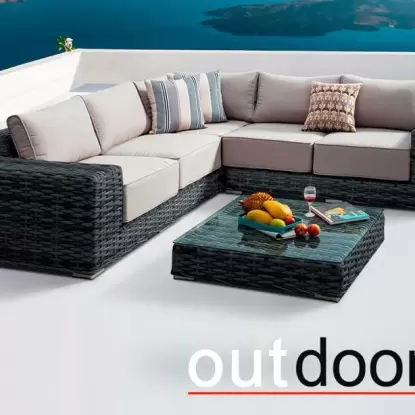 Садовая мебель Комплект мебели из ротанга OUTDOOR Санторини, графит