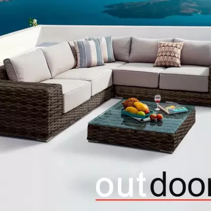 Садовая мебель Комплект мебели из ротанга OUTDOOR Санторини, коричневый